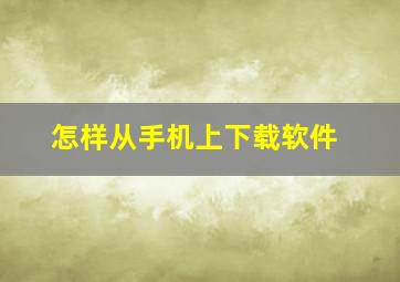 怎样从手机上下载软件