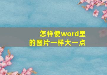 怎样使word里的图片一样大一点