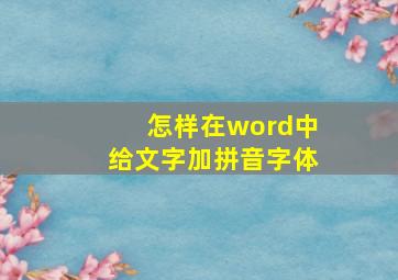 怎样在word中给文字加拼音字体