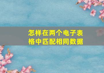 怎样在两个电子表格中匹配相同数据