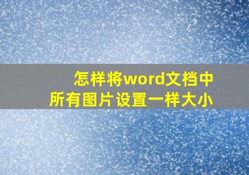 怎样将word文档中所有图片设置一样大小