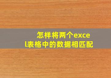 怎样将两个excel表格中的数据相匹配