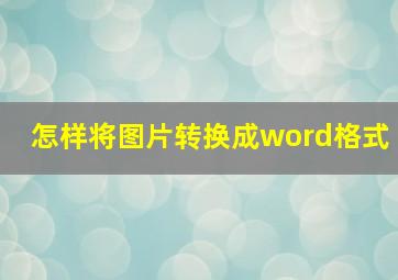 怎样将图片转换成word格式