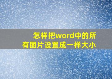 怎样把word中的所有图片设置成一样大小