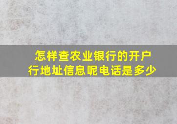 怎样查农业银行的开户行地址信息呢电话是多少