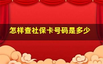 怎样查社保卡号码是多少