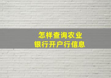 怎样查询农业银行开户行信息