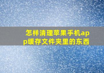 怎样清理苹果手机app缓存文件夹里的东西