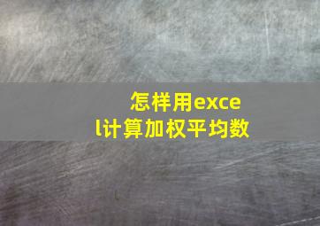 怎样用excel计算加权平均数