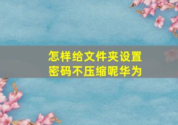 怎样给文件夹设置密码不压缩呢华为