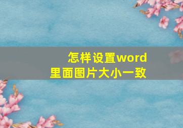 怎样设置word里面图片大小一致