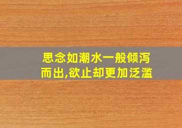 思念如潮水一般倾泻而出,欲止却更加泛滥