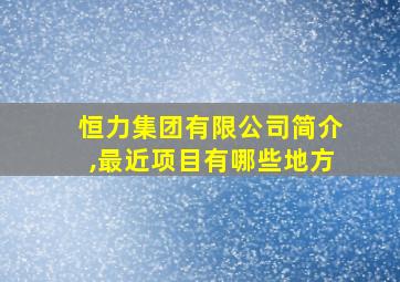 恒力集团有限公司简介,最近项目有哪些地方