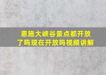 恩施大峡谷景点都开放了吗现在开放吗视频讲解