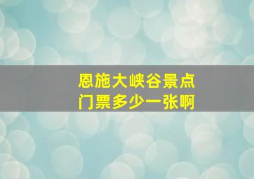 恩施大峡谷景点门票多少一张啊