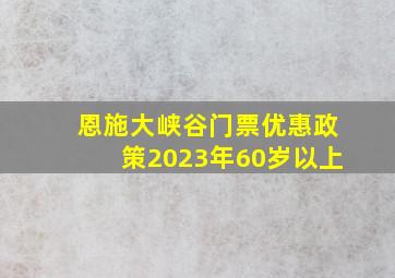 恩施大峡谷门票优惠政策2023年60岁以上