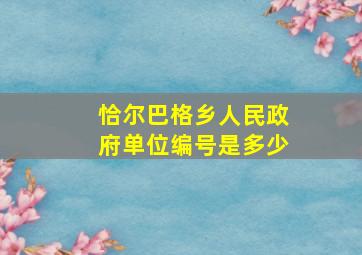 恰尔巴格乡人民政府单位编号是多少