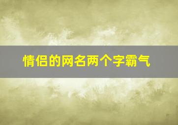 情侣的网名两个字霸气