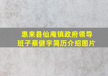 惠来县仙庵镇政府领导班子蔡健宇简历介绍图片