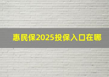 惠民保2025投保入口在哪