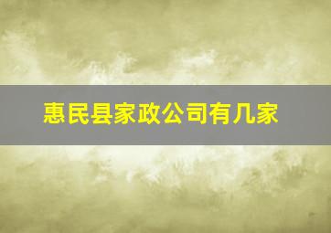 惠民县家政公司有几家