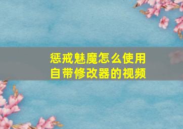 惩戒魅魔怎么使用自带修改器的视频