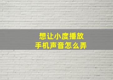 想让小度播放手机声音怎么弄