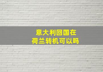 意大利回国在荷兰转机可以吗