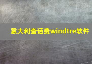 意大利查话费windtre软件