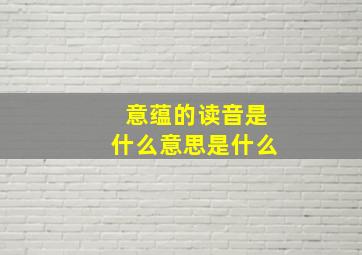 意蕴的读音是什么意思是什么