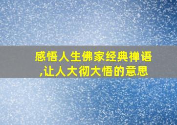 感悟人生佛家经典禅语,让人大彻大悟的意思