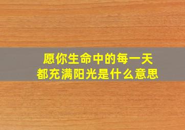 愿你生命中的每一天都充满阳光是什么意思