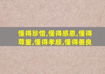 懂得珍惜,懂得感恩,懂得尊重,懂得孝顺,懂得善良