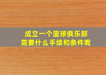 成立一个篮球俱乐部需要什么手续和条件呢