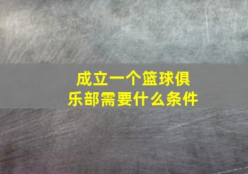 成立一个篮球俱乐部需要什么条件