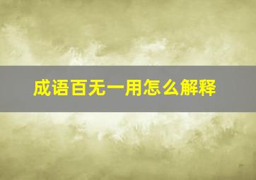 成语百无一用怎么解释