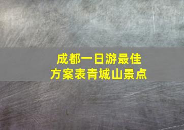 成都一日游最佳方案表青城山景点