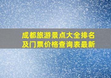 成都旅游景点大全排名及门票价格查询表最新