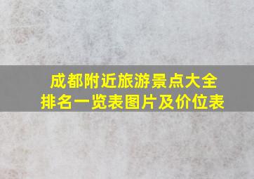 成都附近旅游景点大全排名一览表图片及价位表