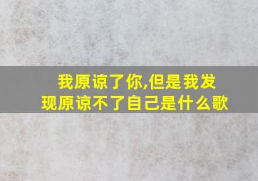 我原谅了你,但是我发现原谅不了自己是什么歌