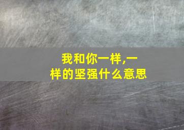 我和你一样,一样的坚强什么意思