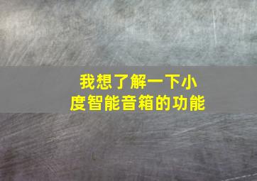 我想了解一下小度智能音箱的功能