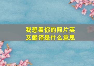 我想看你的照片英文翻译是什么意思