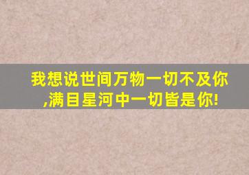 我想说世间万物一切不及你,满目星河中一切皆是你!