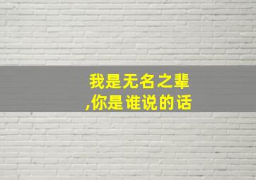 我是无名之辈,你是谁说的话