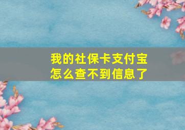 我的社保卡支付宝怎么查不到信息了