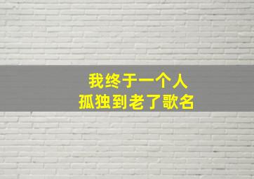 我终于一个人孤独到老了歌名