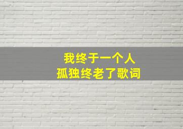 我终于一个人孤独终老了歌词