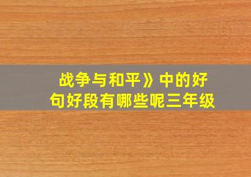 战争与和平》中的好句好段有哪些呢三年级