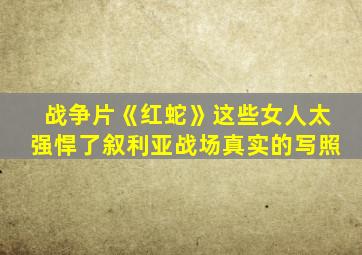 战争片《红蛇》这些女人太强悍了叙利亚战场真实的写照